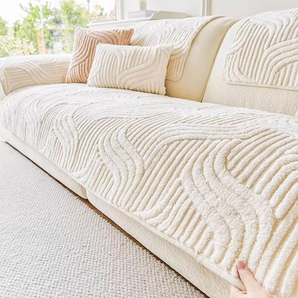 Modern Geometric Soft Plush Non-slip Sofa Protecto