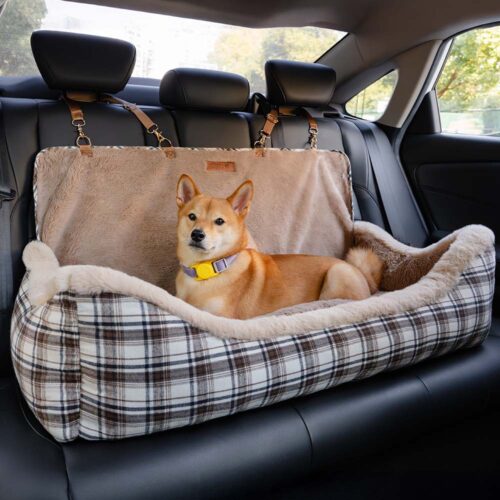 Large Classic Fluffy Booster Dog Car Seat-Keep Sec