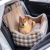 Large Classic Fluffy Booster Dog Car Seat-Keep Sec