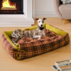 Large Washable Vintage Tartan Folding Blanket Dog