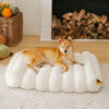 Large Washable Creamy Cozy Flat Dog Beds - Cheesec