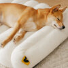 Large Washable Creamy Cozy Flat Dog Beds - Cheesec