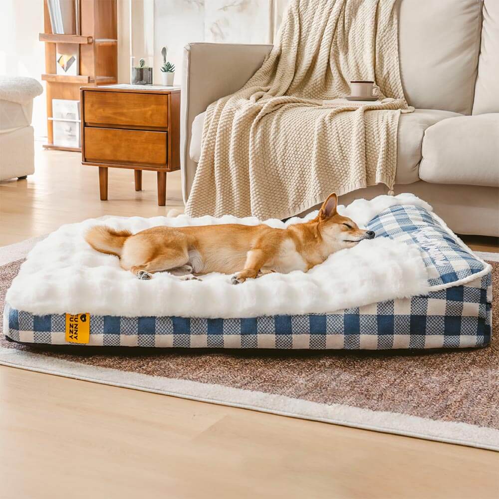 Large Classic Check Headrest Rectangle Calming Dog