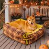 Large Washable Vintage Tartan Folding Blanket Dog 