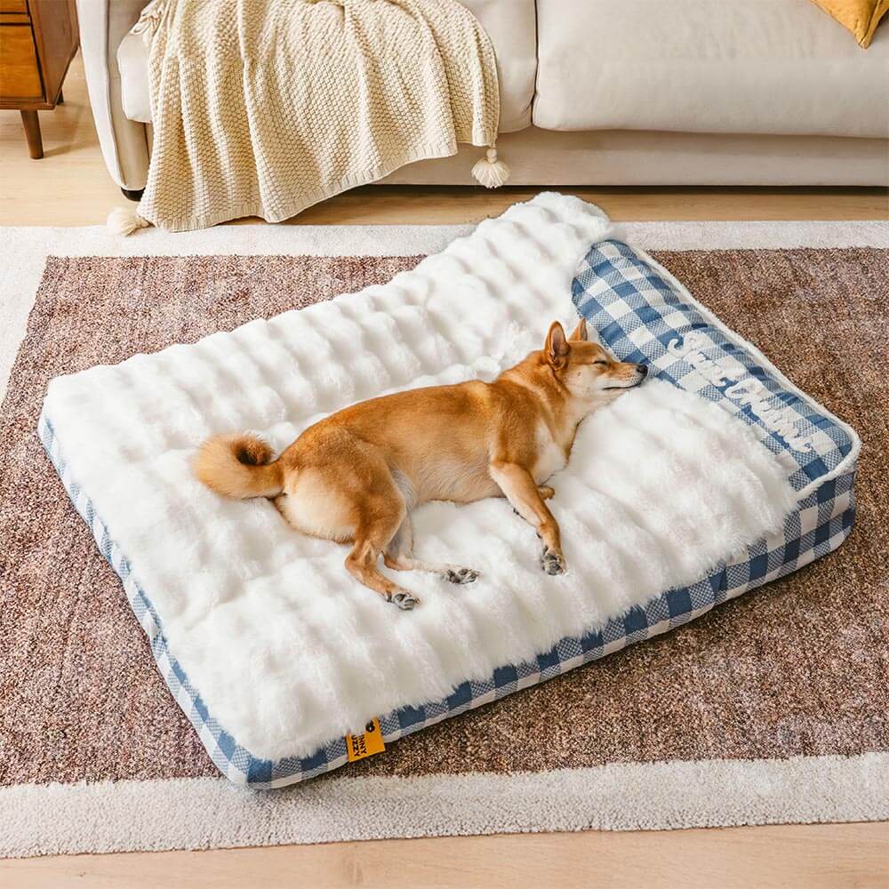Large Classic Check Headrest Rectangle Calming Dog