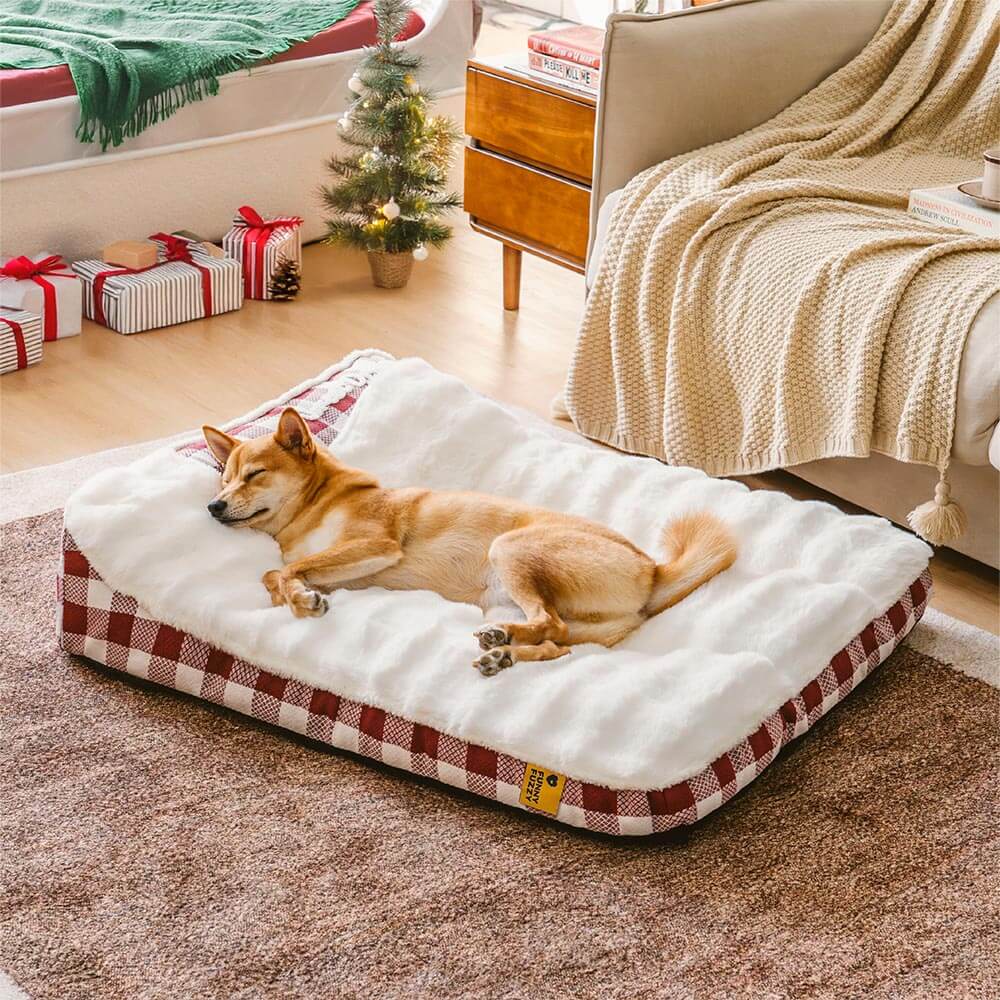 Large Classic Check Headrest Rectangle Calming Dog