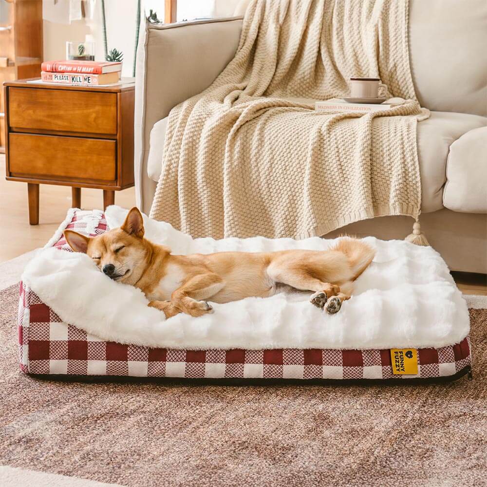 Large Classic Check Headrest Rectangle Calming Dog
