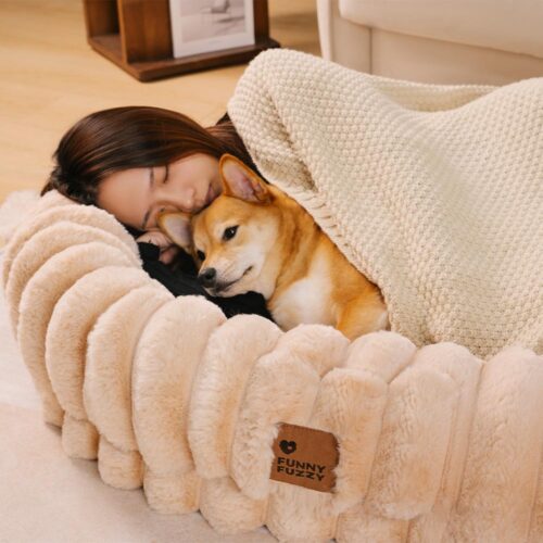 Creamy Plush Super Large Donut Human Dog Bed - Cud