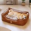 Luxury Faux Leather Waterproof Removable Dog Sofa 