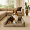 Luxe Faux Leather Foldable Orthopedic Large Dog Be