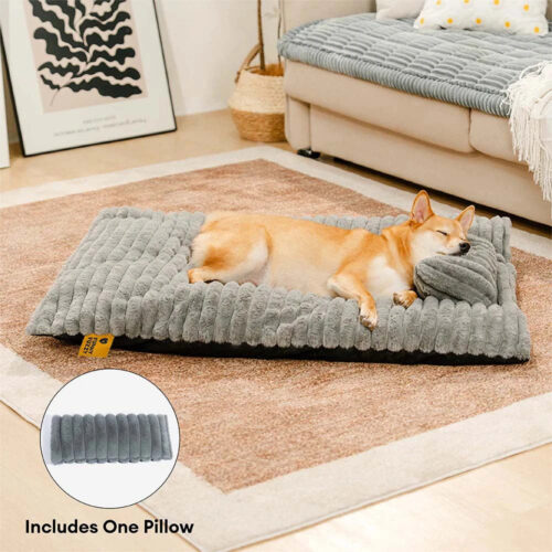 Plush Fluffy Thick Comfort Calming Dog Bed with Pi