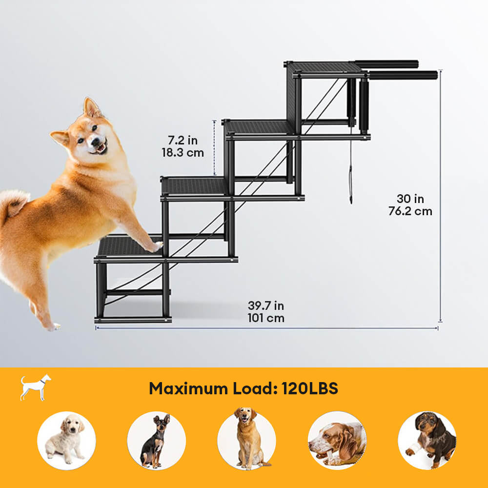 Travel Portable Foldable 4-Steps Non-Slip Dog Car