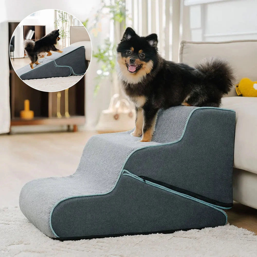 Multifunctional 2-in-1 Foldable Dog Stairs with Ra