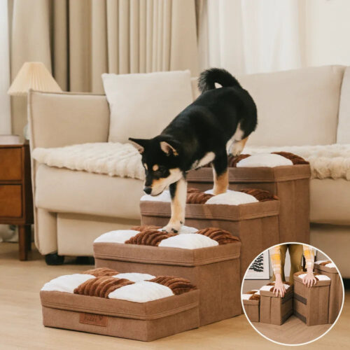 Detachable Chessboard Plaid Handcrafted Dog Stairs