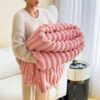 Warm Faux Rabbit Plush Sofa Throw Blanket Human Do
