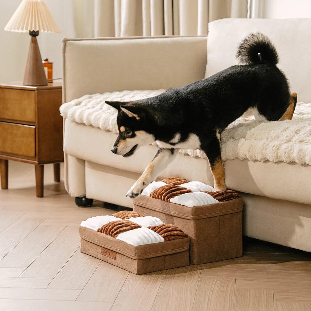 Detachable Chessboard Plaid Handcrafted Dog Stairs