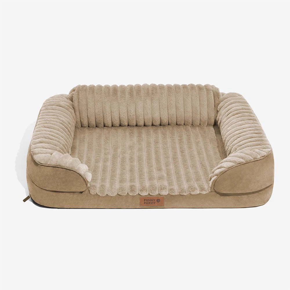 Fluffy Plush Orthopedic Washable Bolster Dog Bed -