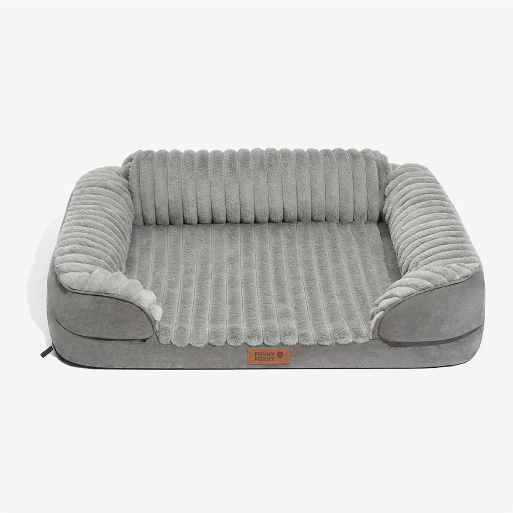 Fluffy Plush Orthopedic Washable Bolster Dog Bed -