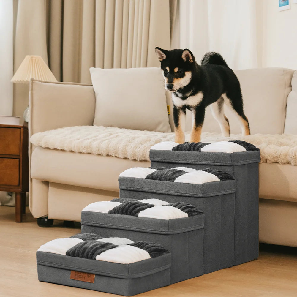 Detachable Chessboard Plaid Handcrafted Dog Stairs