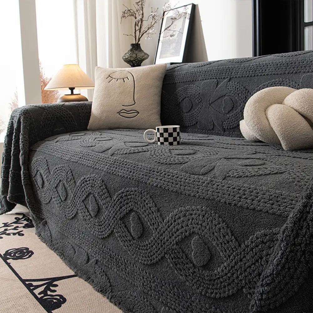 Bowknot Jacquard Plush Multifunctional Sofa Blanke