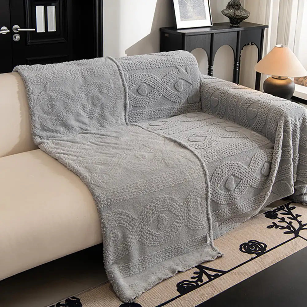 Bowknot Jacquard Plush Multifunctional Sofa Blanke