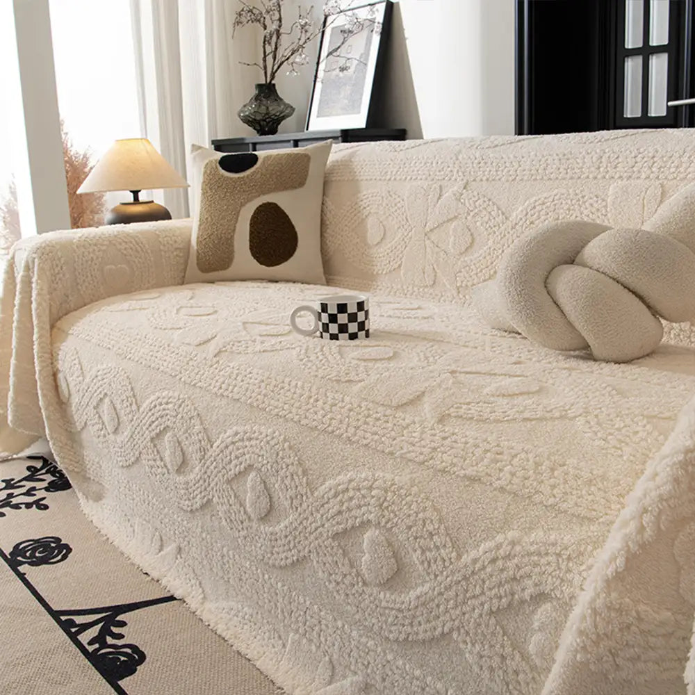 Bowknot Jacquard Plush Multifunctional Sofa Blanke