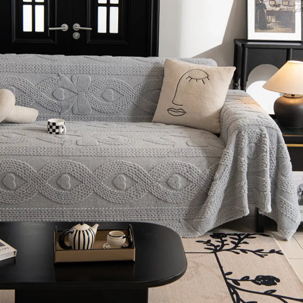 Bowknot Jacquard Plush Multifunctional Sofa Blanke