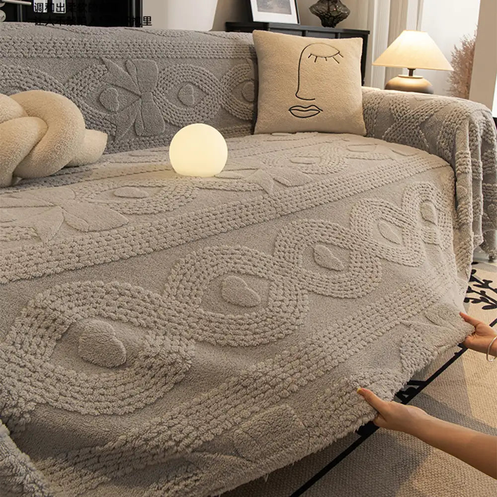 Bowknot Jacquard Plush Multifunctional Sofa Blanke