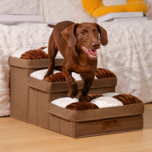 Chessboard Plaid Handcrafted Dog Stairs with Stora