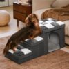 Chessboard Plaid Handcrafted Dog Stairs with Stora