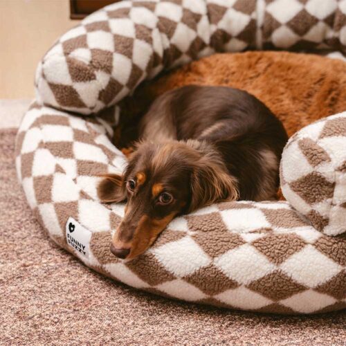 Classic Argyle Washable Bolster Donut Dog Bed - Co