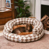 Classic Argyle Washable Bolster Donut Dog Bed - Co
