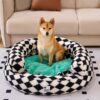 Classic Argyle Washable Bolster Donut Dog Bed - Co