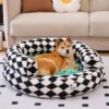 Classic Argyle Washable Bolster Donut Dog Bed - Co