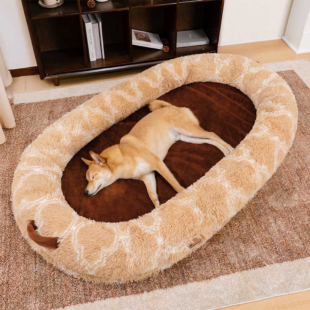 Classic Fluffy Super Large Donut Human Dog Bed - C
