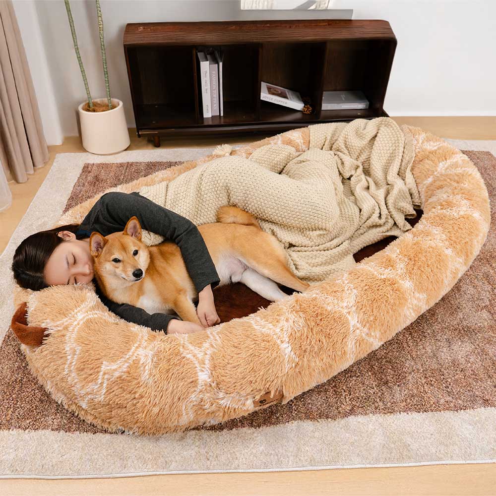 Classic Fluffy Super Large Donut Human Dog Bed - C