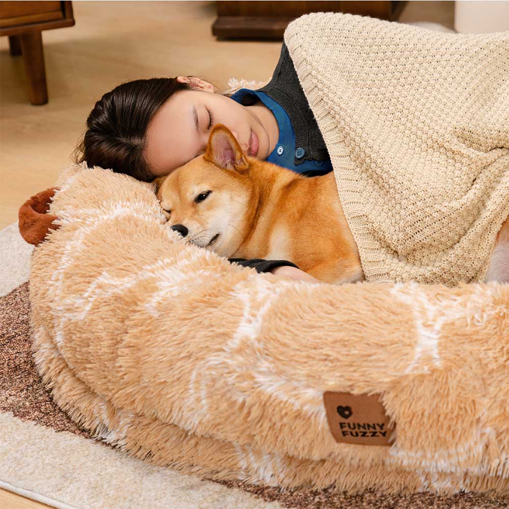 Classic Fluffy Super Large Donut Human Dog Bed - C