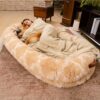 Classic Fluffy Super Large Donut Human Dog Bed - C