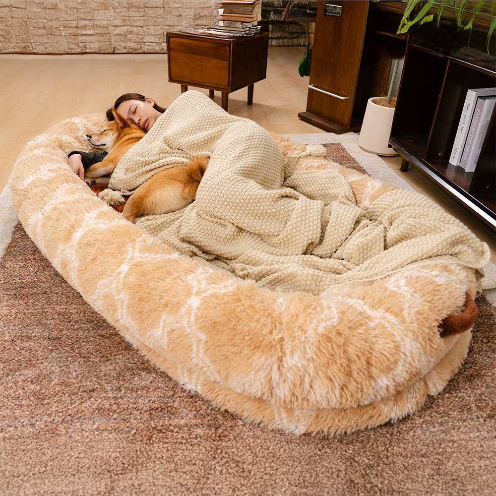Classic Fluffy Super Large Donut Human Dog Bed - C