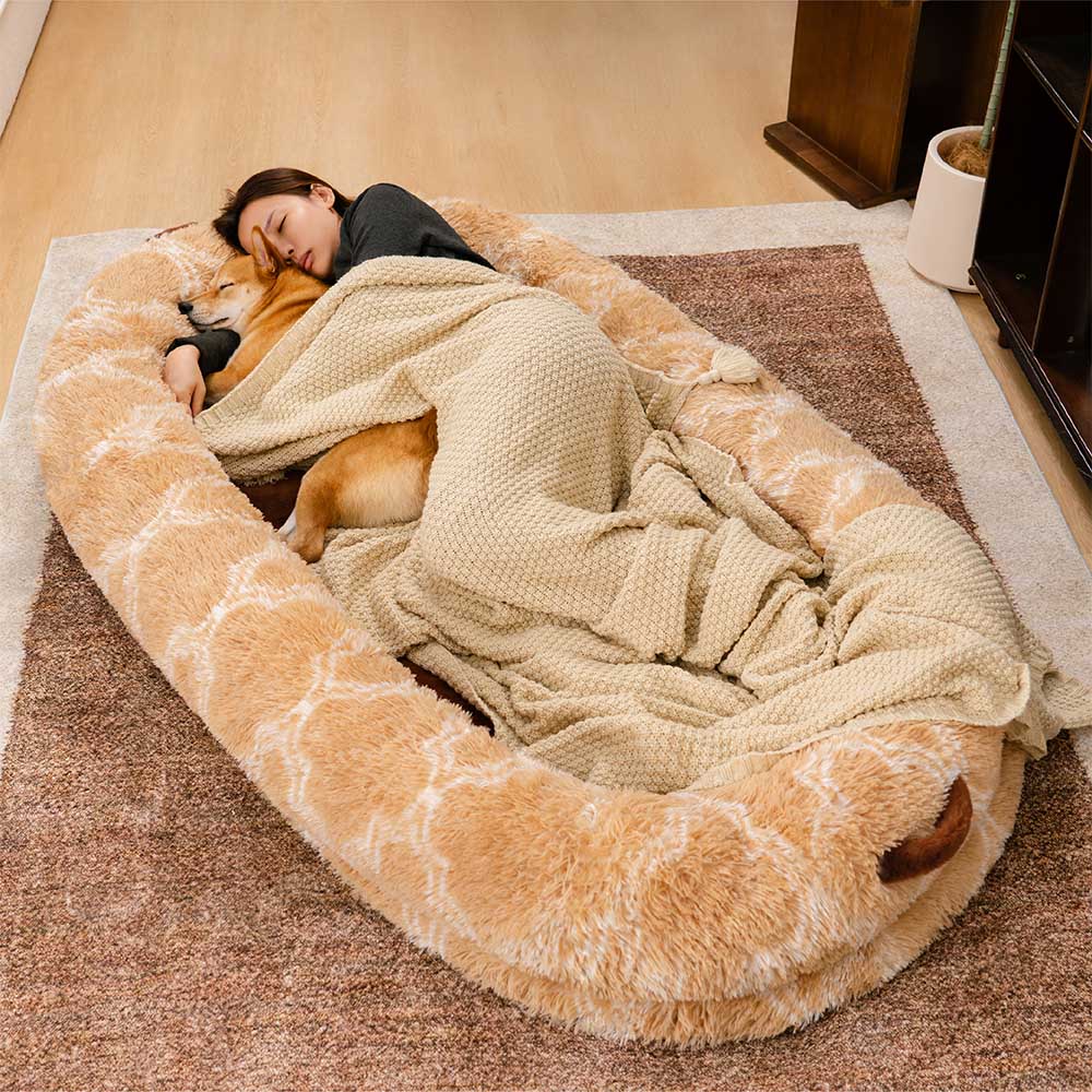 Classic Fluffy Super Large Donut Human Dog Bed - C