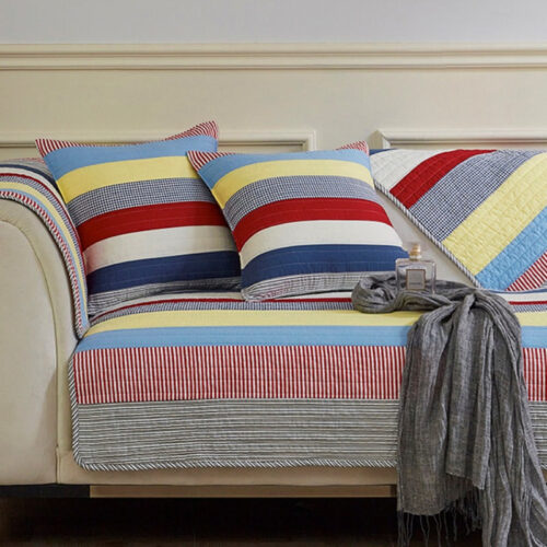 Colorful Striped Quilted Sofa Chic Protector Comfo