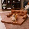 Luxe Faux Leather Foldable Orthopedic Large Dog Be