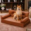 Luxe Faux Leather Foldable Orthopedic Large Dog Be