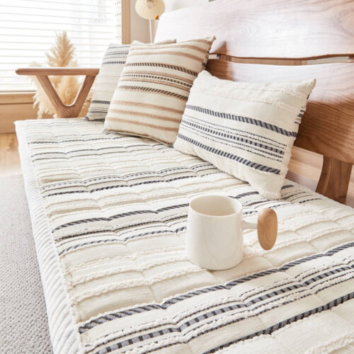 Cozy Chenille Striped Plush Sofa Protector Pet Mat
