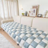 Cream-colored Large Plaid Square Fuzzy Pet Dog Mat