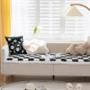Cream-colored Large Plaid Square Fuzzy Pet Dog Mat