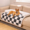 Cream Square Plaid Cozy Dog Mat Furniture Protecto