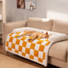 Cream Square Plaid Cozy Dog Mat Furniture Protecto