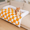 Cream Square Plaid Cozy Dog Mat Furniture Protecto