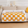 Cream Square Plaid Cozy Dog Mat Furniture Protecto